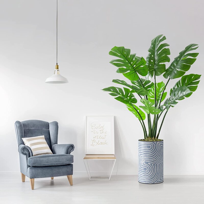 Artificial Tree in Modern Planter, Fake Monstera Silk Tree, fashion Artificial Plant for Indoor and Outdoor Home Decoration